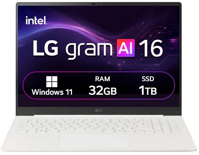 LG 그램 Pro AI 16 다른 각도의 실제 제품 사진