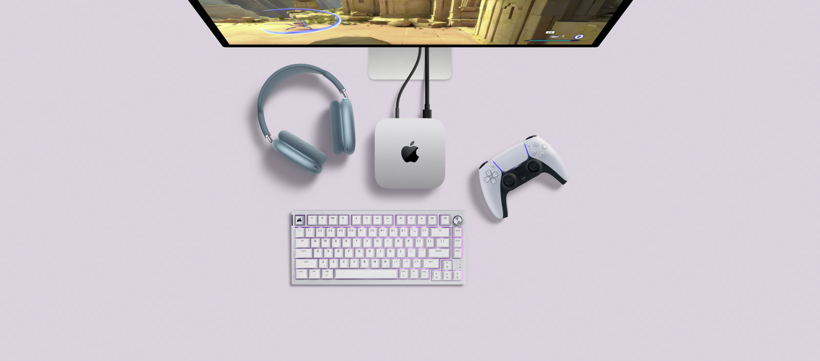 작은 크기와 포트 구성이 강조된 Mac mini M4 공식 이미지