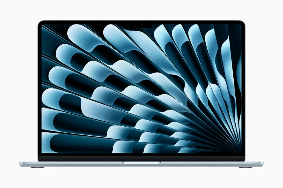 Apple MacBook Air M4 스카이 블루 정면 제품 사진