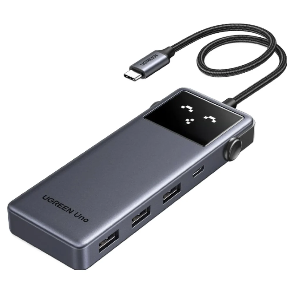 UGREEN 유그린 Uno 8포트 USB3.2 C타입 멀티허브 삼성덱스 맥북 호환 |10Gbps| HDMI2.0 4K60Hz| PD100W| sd카드 리더기|스마트 상태 이모티콘, 1개, Grey 실제 상품 이미지 1