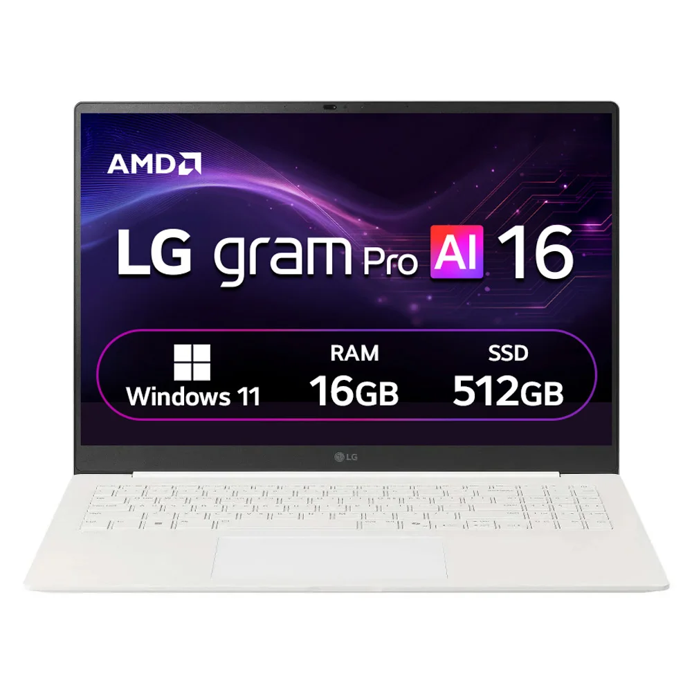 LG전자 2026 그램 AI 16 라이젠 AI 400 시리즈 방문설치, 에어로미늄 화이트, 512GB, 16GB, WIN11 Home, 16Z95U-GS5WK 실제 상품 이미지 1
